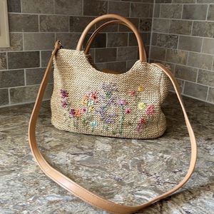 Embroidered Straw Purse